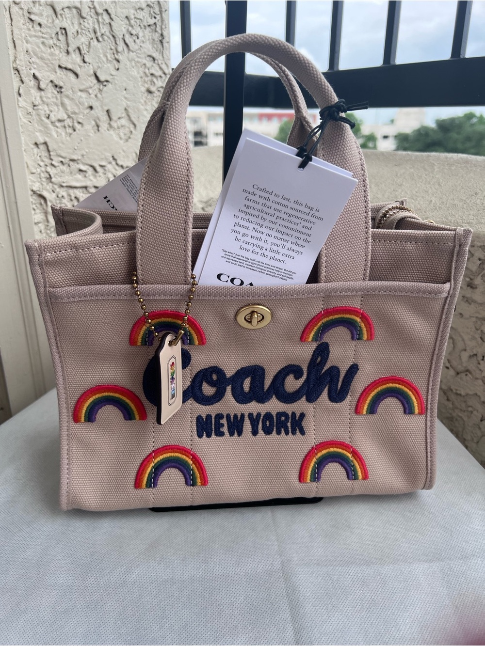 NWT Coach Rainbow Canvas Cargo Small Tote 26
